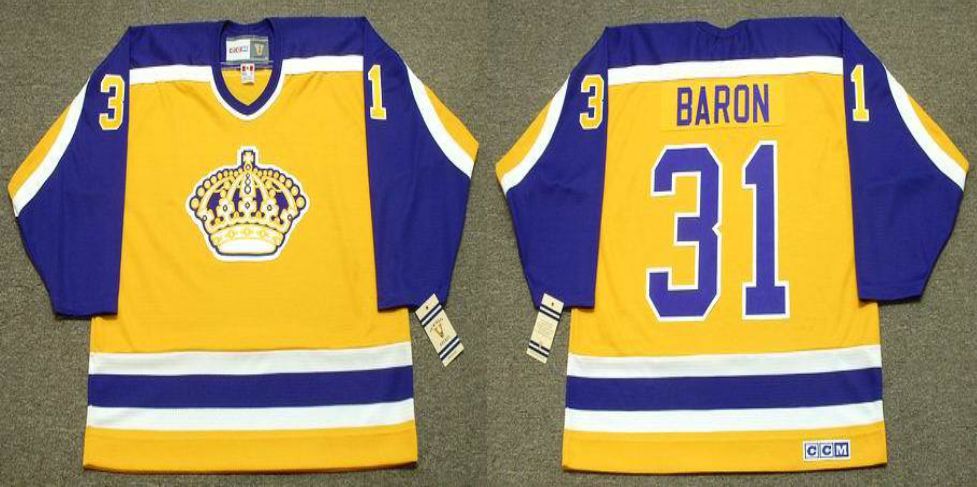 2019 Men Los Angeles Kings 31 Baron Yellow CCM NHL jerseys